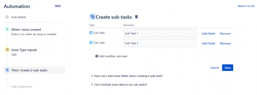 Create sub tasks